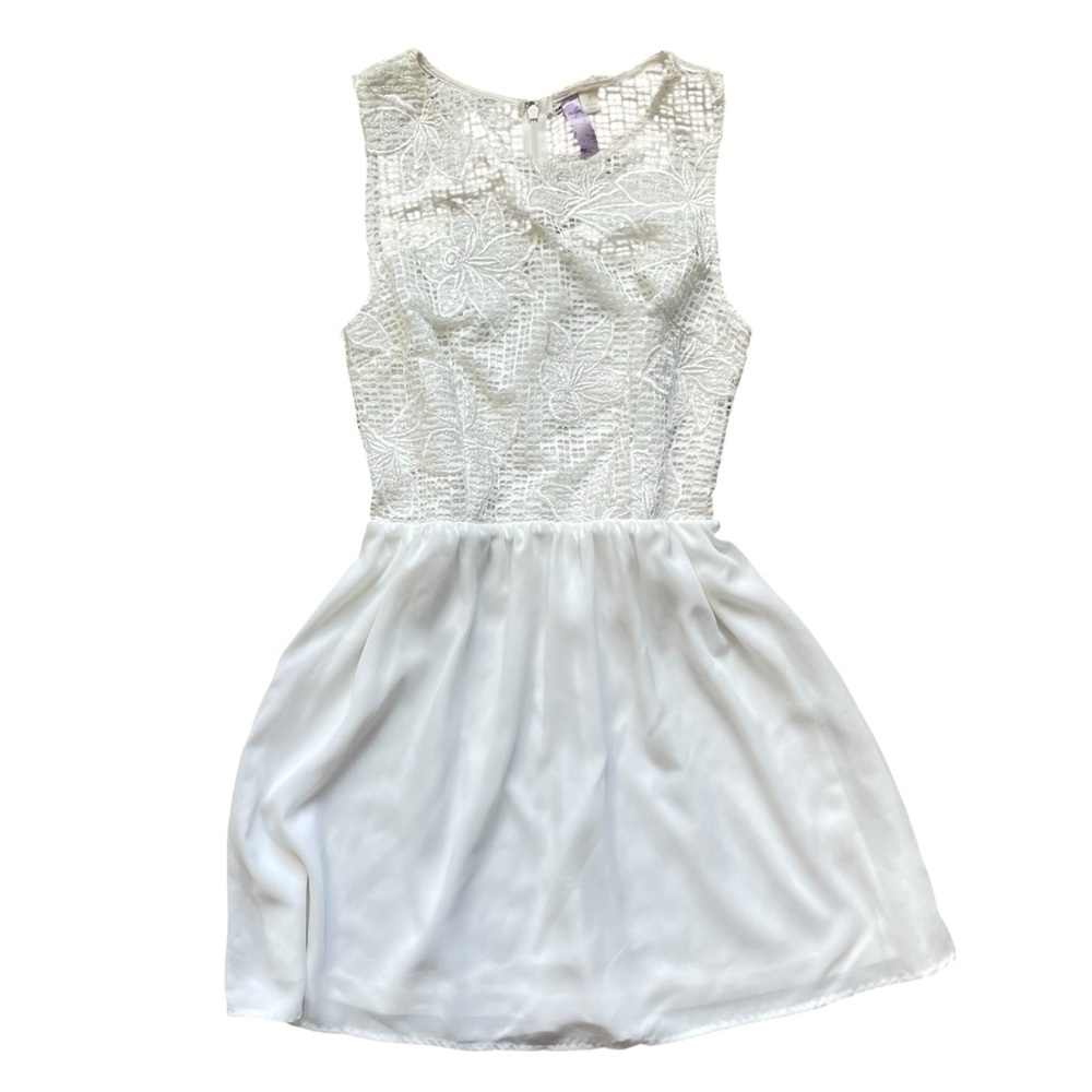 Alya White on White Chiffon Sleeveless Dress Size S